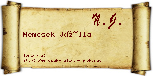 Nemcsek Júlia névjegykártya